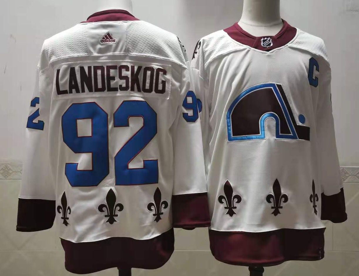 Men Colorado Avalanche #92 Landeskog White Authentic Stitched 2020 Adidias NHL Jersey->colorado avalanche->NHL Jersey